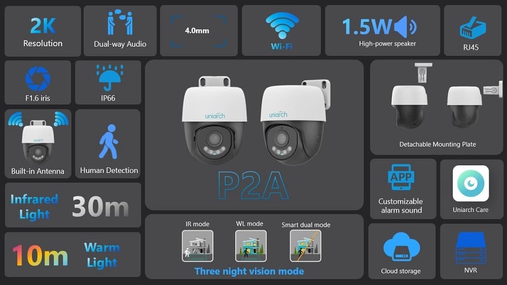 Вулична Wi-Fi камера UNIARCH 3MP HD з функцією повороту та нахилу